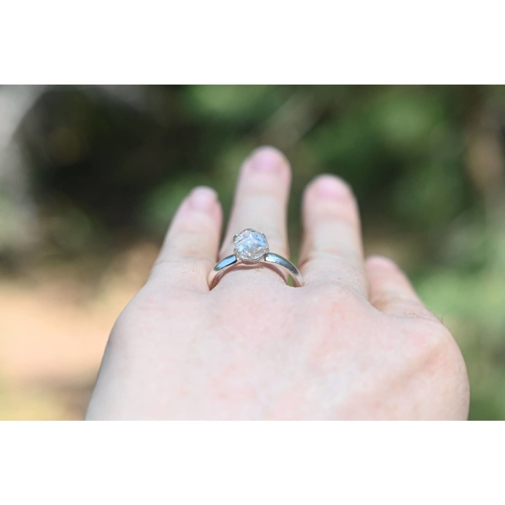 4mm wide mens, womens ring pear tear raw gemstone 925 silver size 3 4 5 … - Picture 2 of 3